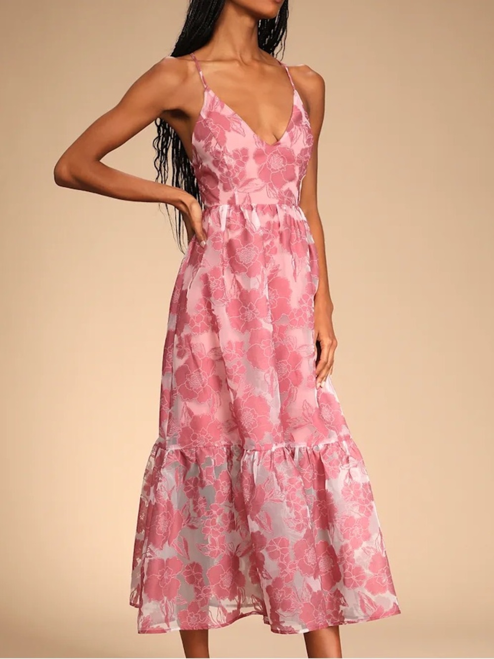 NWT Small Rose Jacquard Organza Lace-Up Dress